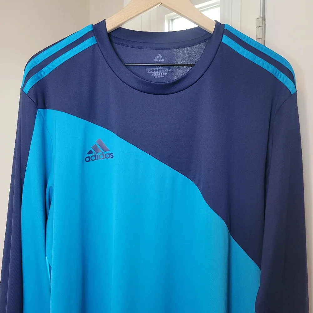 Adidas Squadra 21 Goalkeeper Jersey Navy Blue/Aqua Longsleeve Shirt, Size‎ XL